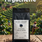 A black coffee bag labeled 'ETHIOPIA YIRGACHEFFE' by Roast Theory stands on a wooden surface with scattered coffee beans, with a coffee farm landscape in the background and large text reading 'Ethiopian Yirgacheffe' at the top.