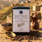 Yemen Harazi Mocha Jibal Raymah Coffee by Roast Theory with coffee beans and a wooden pitcher on a rustic background